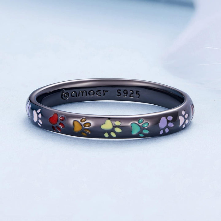 Sterling-Silber Ring mit Pfotenabdruck.