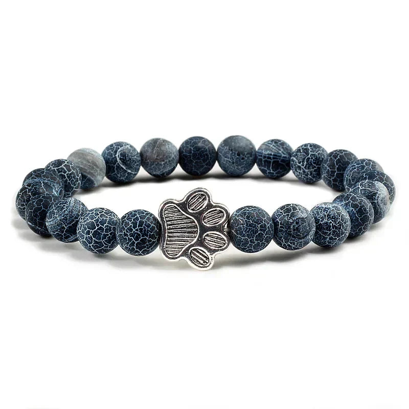 Armband mit Pfotenabdrücken, verziert mit Perlen