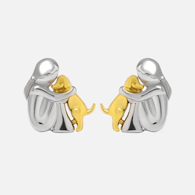Zweifarbig silberne und goldene Hug-Ohrringe